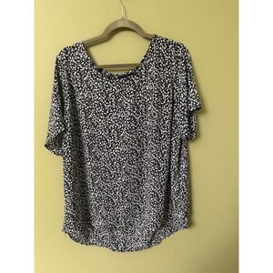 Premise Woman Black White Animal Print Short Sleeve Top Plus Size 1X Tunic